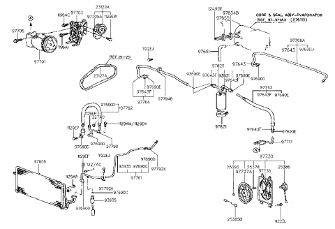 1990 Hyundai Sonata Compressor Assembly Diagram for 97701-33371