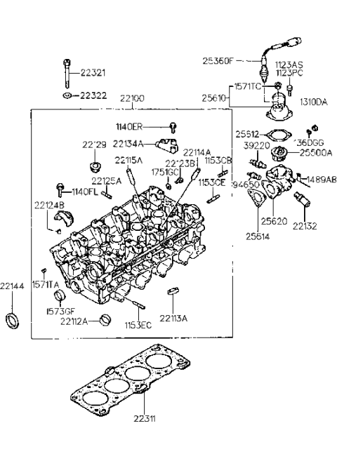1990 Hyundai Sonata Cylinder Head (I4,SOHC) Diagram 2