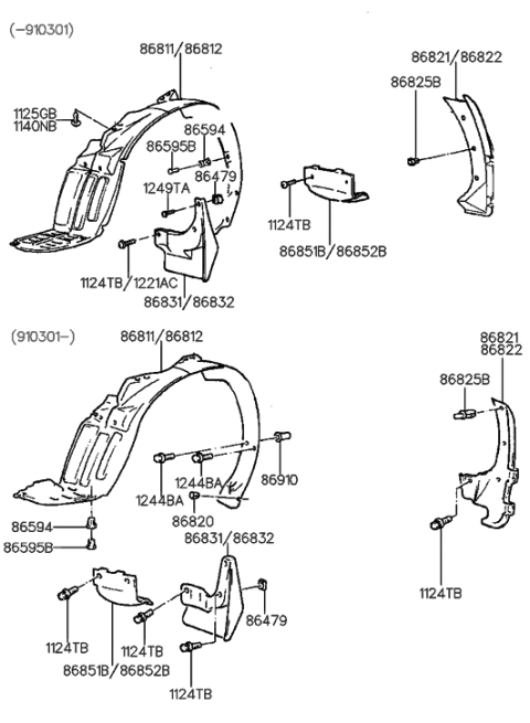 1993 Hyundai Sonata Plug Hole Diagram for 86820-33500