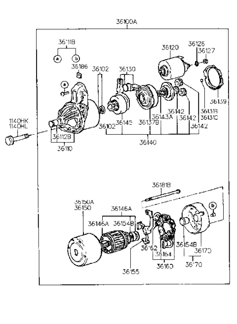 1992 Hyundai Sonata Switch Assembly-Starter Diagram for 36120-32510