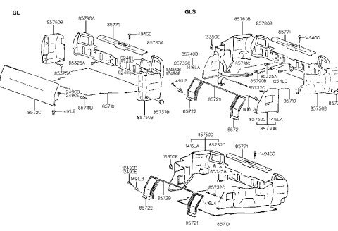 1991 Hyundai Sonata Mat Assembly-Luggage Covering Diagram for 85710-33002