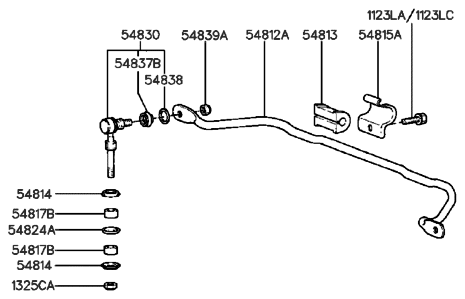 1989 Hyundai Sonata Link-Stabilizer Diagram for 54830-36101