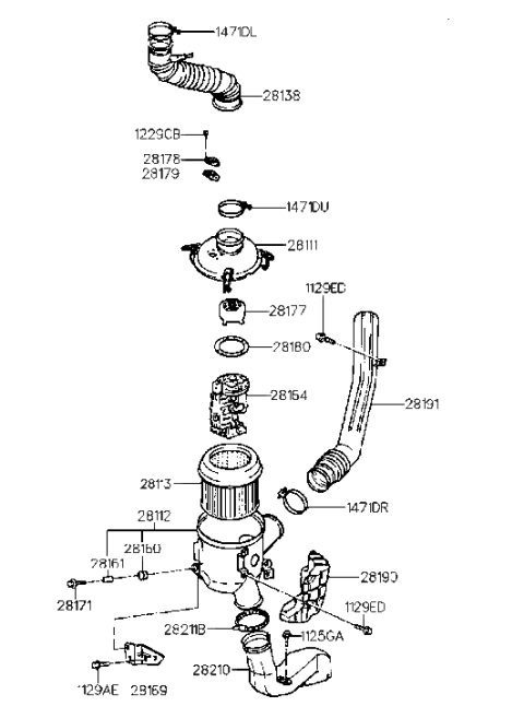 1993 Hyundai Sonata Bracket Assembly-Air Cleaner Mounting Diagram for 28169-32470