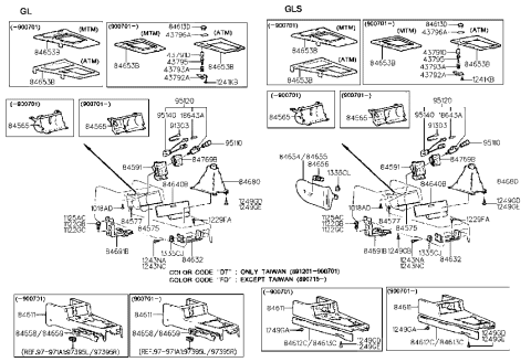 1988 Hyundai Sonata Cover Assembly-Front Console Side RH Diagram for 84613-33100-FD