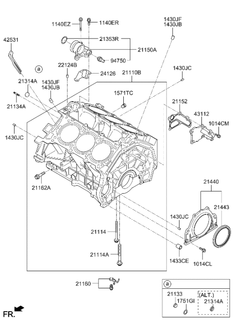 2016 Hyundai Santa Fe Block Sub Assembly-Cylinder Diagram for 21110-3CDA3