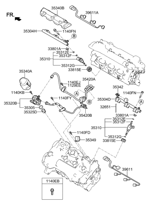 2018 Hyundai Santa Fe Harness-Injector,LH Diagram for 35341-3C590
