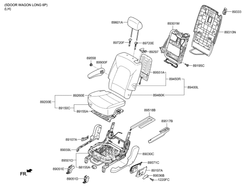 2018 Hyundai Santa Fe 2Nd Seat Armrest Assembly, Left Diagram for 89900-B8340-ZZL