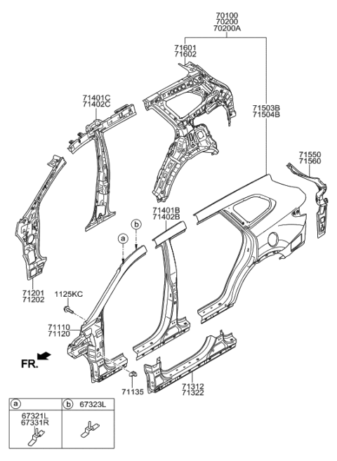 2018 Hyundai Santa Fe Panel Assembly-Pillar Outer,LH Diagram for 71110-B8A11