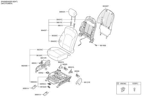 2018 Hyundai Santa Fe Headrest Assembly-Front Seat Diagram for 88700-B8021-R4X