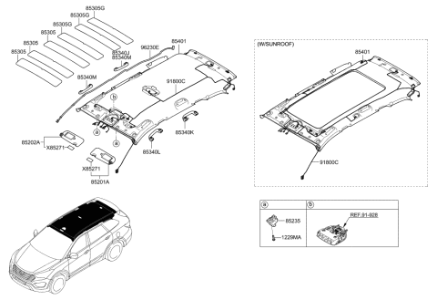 2019 Hyundai Santa Fe XL Wiring Assembly-Roof Diagram for 91801-B8342
