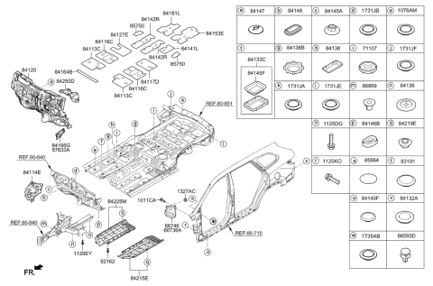 2019 Hyundai Santa Fe XL Pad-ANTI/VIB RR FLR RR,LH Diagram for 84155-B8000