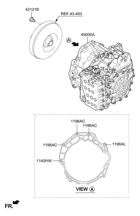 2016 Hyundai Santa Fe Ata & Torque Converter Assembly Diagram for 45000-3BBR4