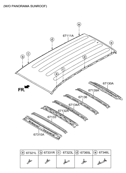 2017 Hyundai Santa Fe Rail Assembly-Roof Center, No.1 Diagram for 67132-B8000