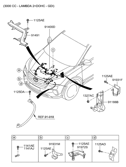 2018 Hyundai Santa Fe Wiring Assembly-Control Diagram for 91441-B8010