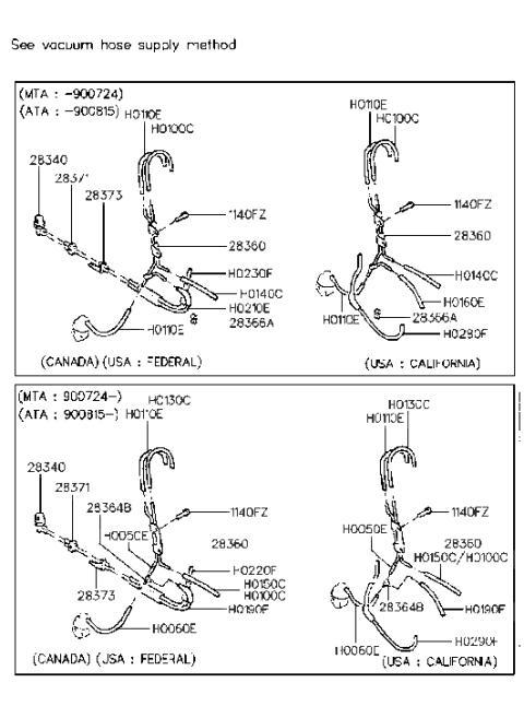 1992 Hyundai Scoupe Vacuum Hose Diagram 1