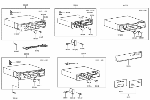 1992 Hyundai Scoupe Pocket-Compact Disk Player Mounting Diagram for 96181-23200