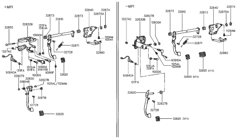 1990 Hyundai Scoupe Member-Pedal Support Diagram for 32840-24000