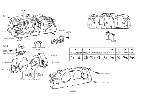 1994 Hyundai Scoupe Glass & Bezel Assembly-Cluster Diagram for 94360-23320