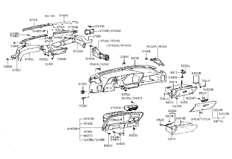 1991 Hyundai Scoupe Cover Assembly-Glove Box Housing Diagram for 84520-23000-AQ