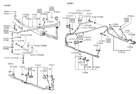 1991 Hyundai Scoupe Hose Assembly-Power Steering Oil Pressure Diagram for 57510-23510