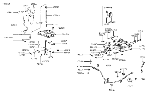 1994 Hyundai Scoupe Lever-Lock & Release Diagram for 43742-23720