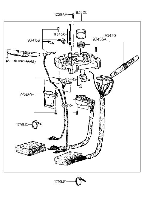1993 Hyundai Scoupe Multifunction Switch Diagram 2