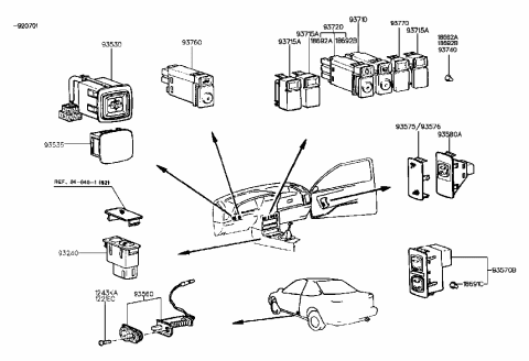 1990 Hyundai Scoupe Switch Assembly-Door Diagram for 93560-24001