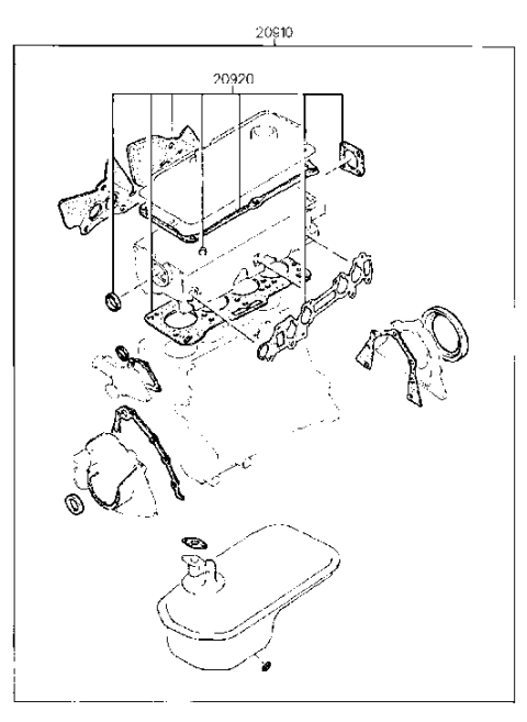 1993 Hyundai Scoupe Engine Gasket Kit Diagram 1