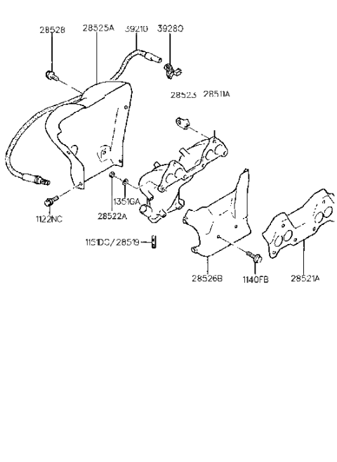 1990 Hyundai Scoupe Gasket-Exhaust Manifold Diagram for 28521-24000