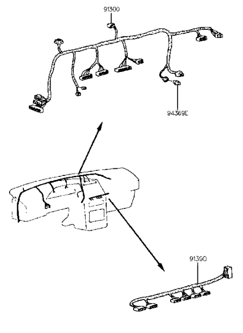 1994 Hyundai Scoupe Wiring Assembly-Switch Extension Diagram for 91392-23050