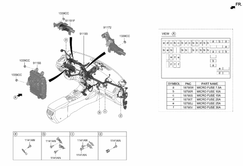 2020 Hyundai Sonata Hybrid Junction Box Assembly-I/PNL Diagram for 91950-L5532