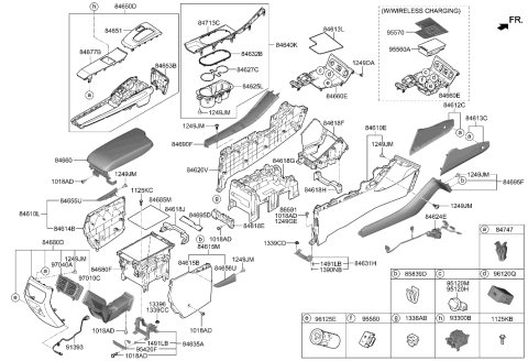 2023 Hyundai Sonata Hybrid Cup Holder Assembly Diagram for 84670-L5000-XHA