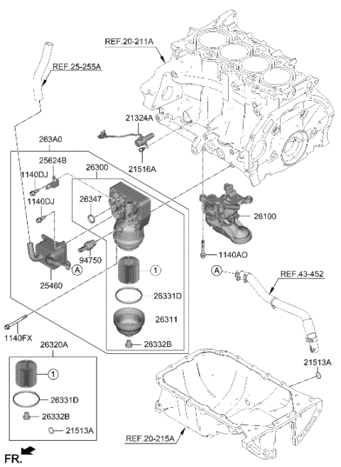 2020 Hyundai Sonata Hybrid Cooler Assembly-Oil Diagram for 26400-2J001