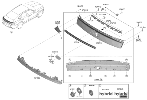 2022 Hyundai Sonata Hybrid Back Panel Moulding Diagram
