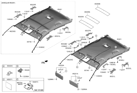 2022 Hyundai Sonata Hybrid Handle Assembly-Roof Assist Front Diagram for 85340-D5000-MMH