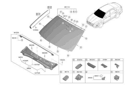 2022 Hyundai Sonata Hybrid W/STRIP-Hood Diagram for 86430-L1000