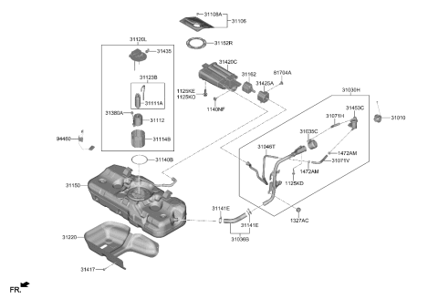 2023 Hyundai Sonata Hybrid Cap Assembly-Fuel Filler Diagram for 31010-L5500