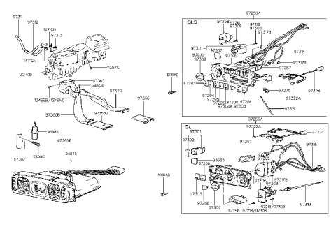 1997 Hyundai Sonata Heater Control Assembly Diagram for 97250-34150