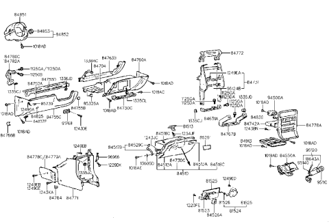 1998 Hyundai Sonata Panel-Lower Crash Pad,Center Diagram for 84771-34001-AQ