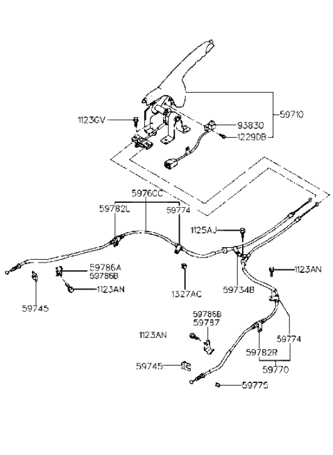 1996 Hyundai Sonata Clamp-Parking Brake Cable Diagram for 59734-34000