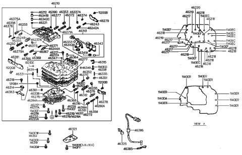 1996 Hyundai Sonata Valve Body Oil Filter Assembly Diagram for 46321-36010