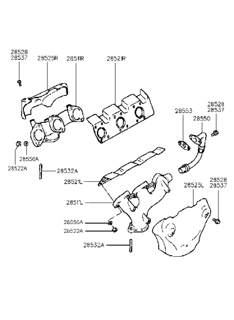 1996 Hyundai Sonata Gasket-Exhaust Manifold Diagram for 28521-33010