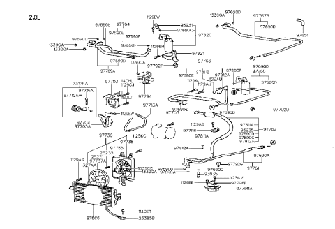 1993 Hyundai Sonata Air conditioning System-Cooler Line Diagram 1