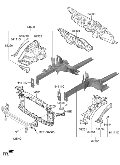 2019 Hyundai Sonata Hybrid Carrier Assembly-Front End Module Diagram for 64101-C1700