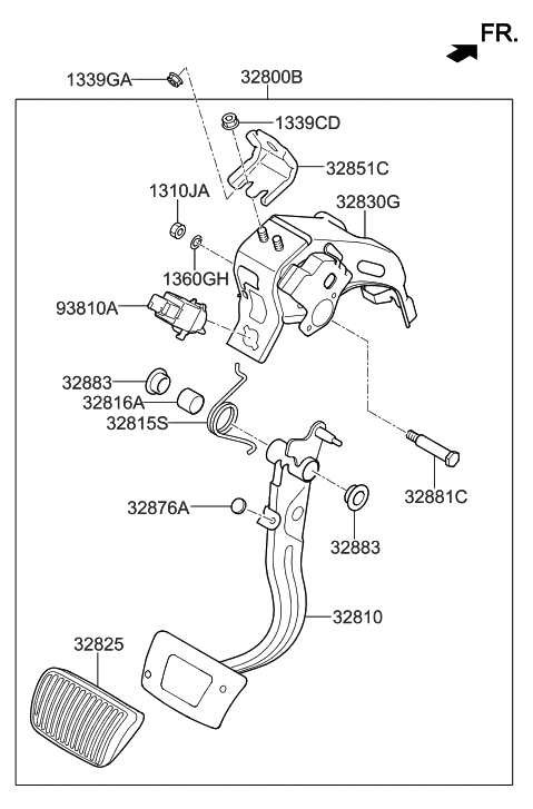 2019 Hyundai Sonata Hybrid Brake & Clutch Pedal Diagram