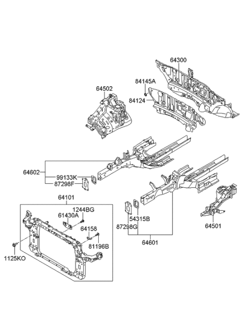 2013 Hyundai Tucson Fender Apron & Radiator Support Panel Diagram