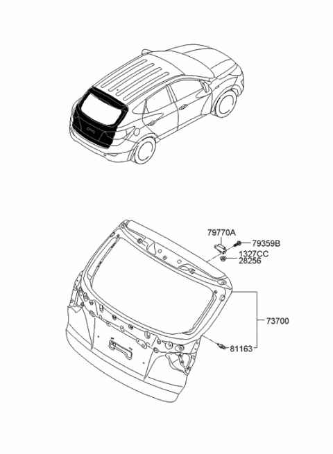 2011 Hyundai Tucson Panel Assembly-Tail Gate Diagram for 73700-2S000