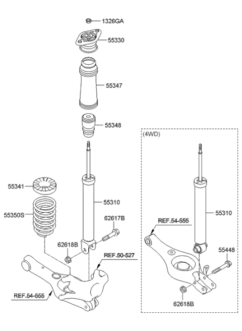 2009 Hyundai Tucson Rear Shock Absorber Assembly Diagram for 55311-2S060