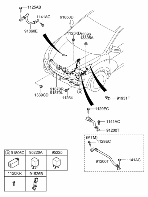 2013 Hyundai Tucson Wiring Assembly-Battery Diagram for 91850-2S020