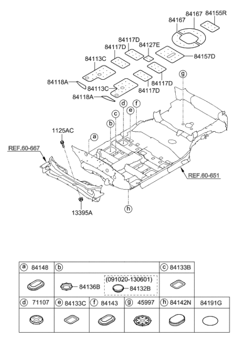 2012 Hyundai Tucson Anti Pad-Ctr Floor R Diagram for 84188-2S000